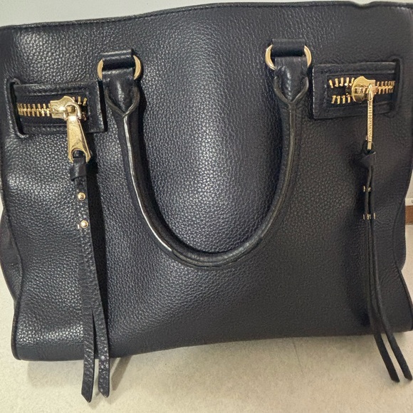 Rebecca Minkoff Geneva Grained Cowhide Dark Blue Leather Women's Bag - Picture 16 of 16